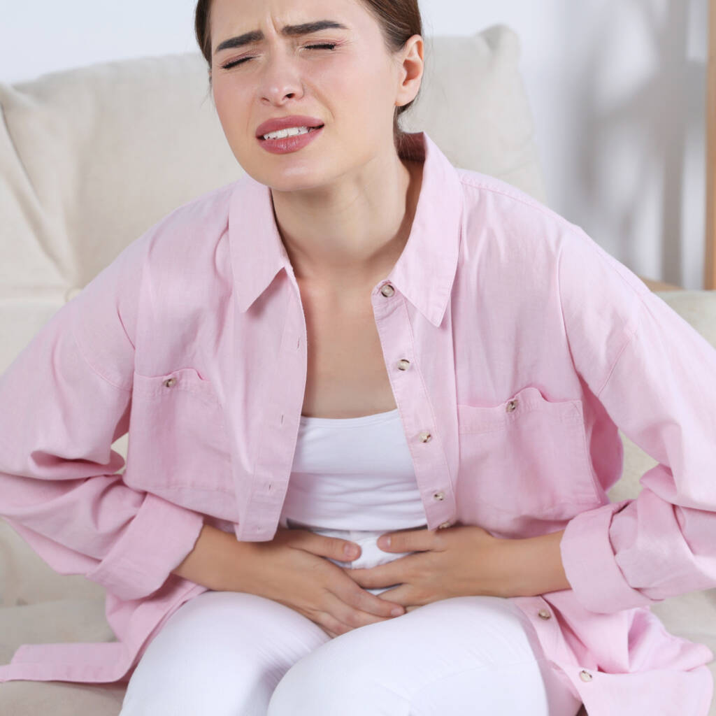 Woman with stomachache