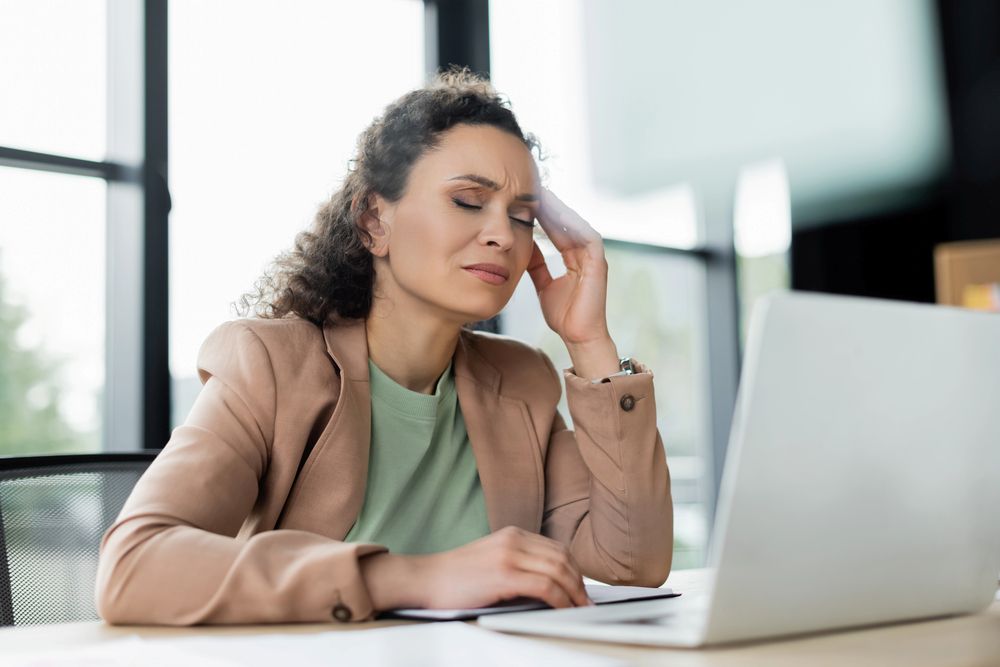 office lady feeling unwell